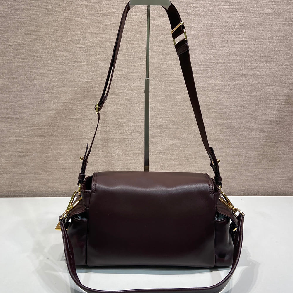 Pra*a Explore medium nappa leather shoulder bag with flap(HIGH-END GRADE)