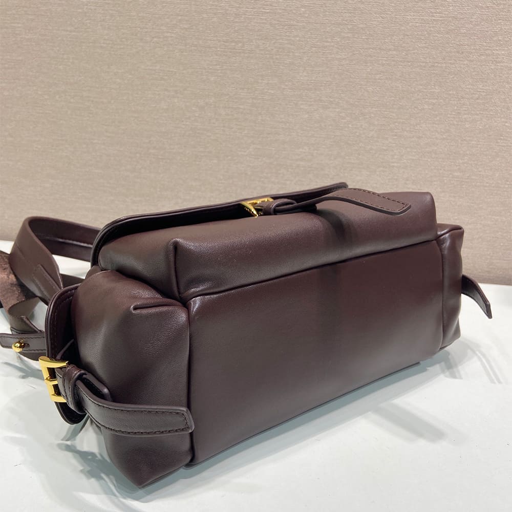 Pra*a Explore medium nappa leather shoulder bag with flap(HIGH-END GRADE)