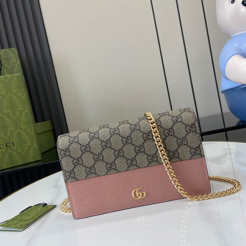 Bi-color GG Marmont wallet on chain