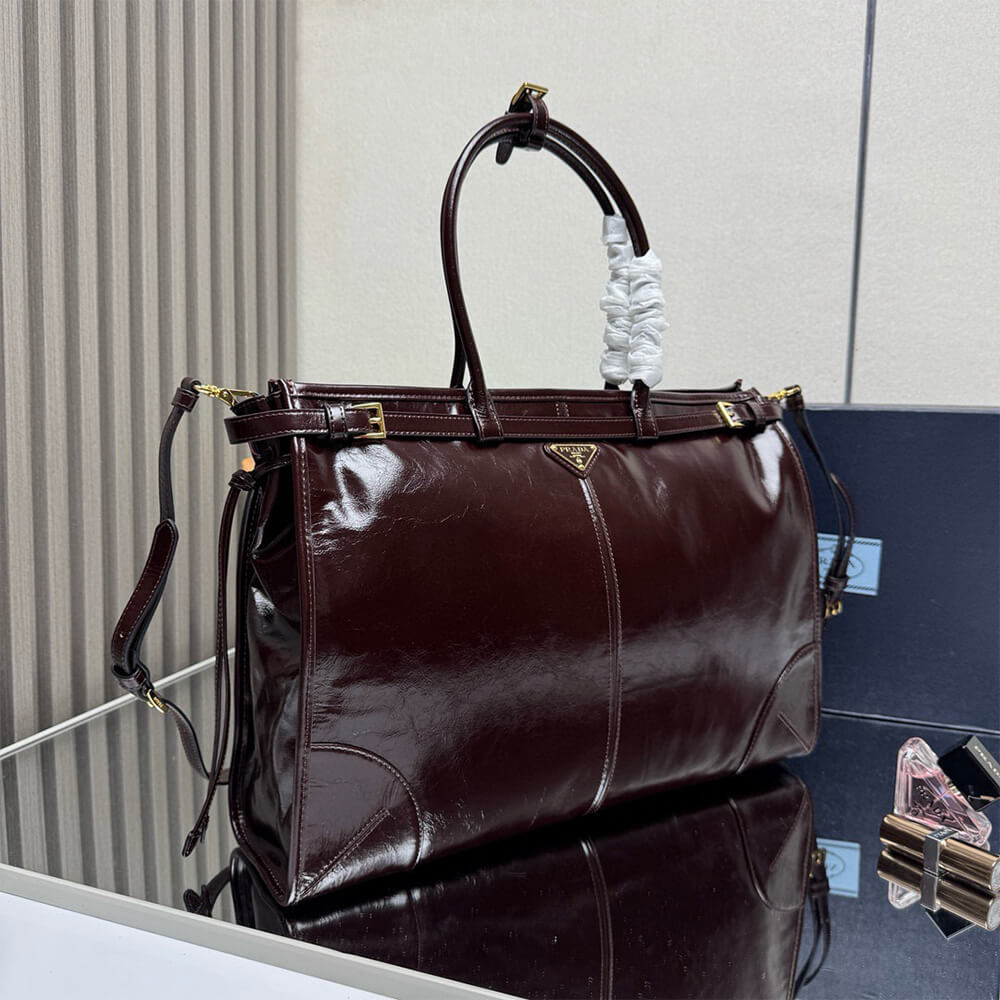 Pra*a Bonnie extra-large leather handbag(HIGH-END GRADE)