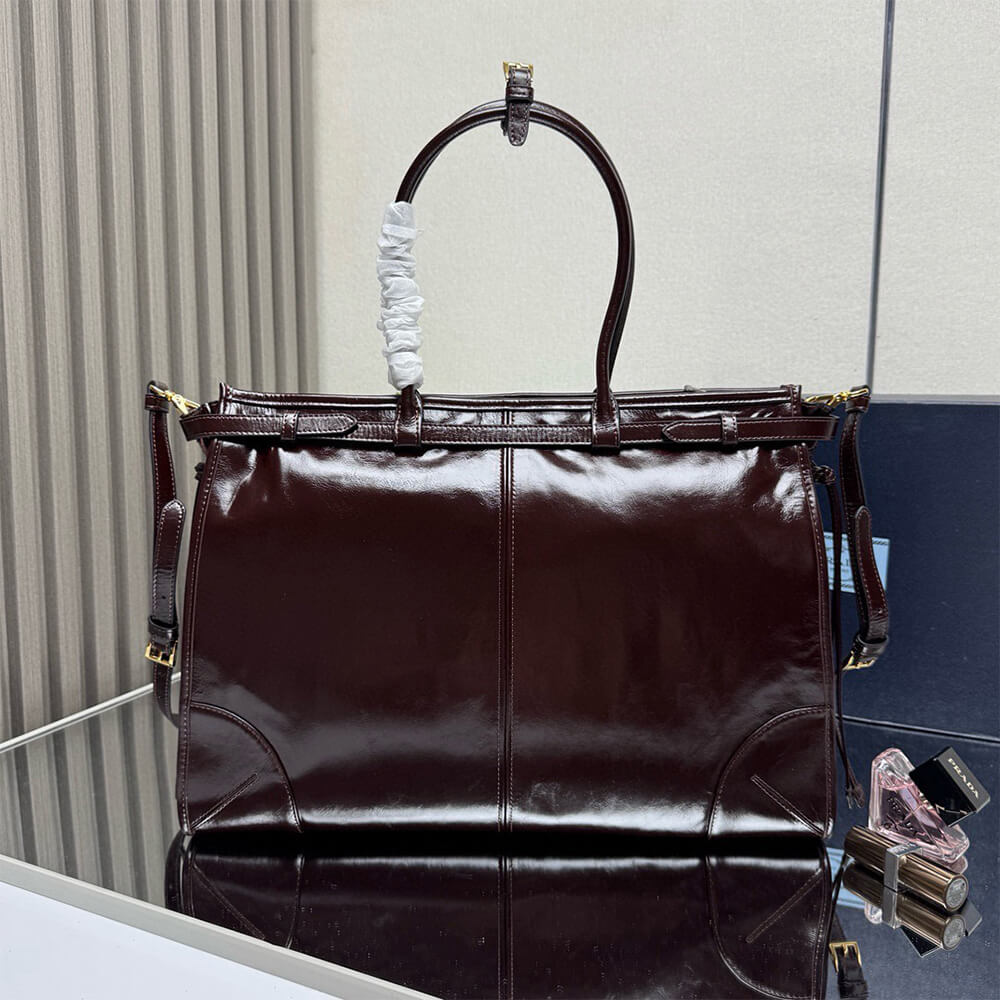 Pra*a Bonnie extra-large leather handbag(HIGH-END GRADE)