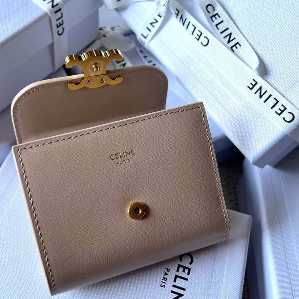 Ce1i*e Small Flap Wallet TRIOMPHE IN Shiny calfskin(HIGH-END GRADE)