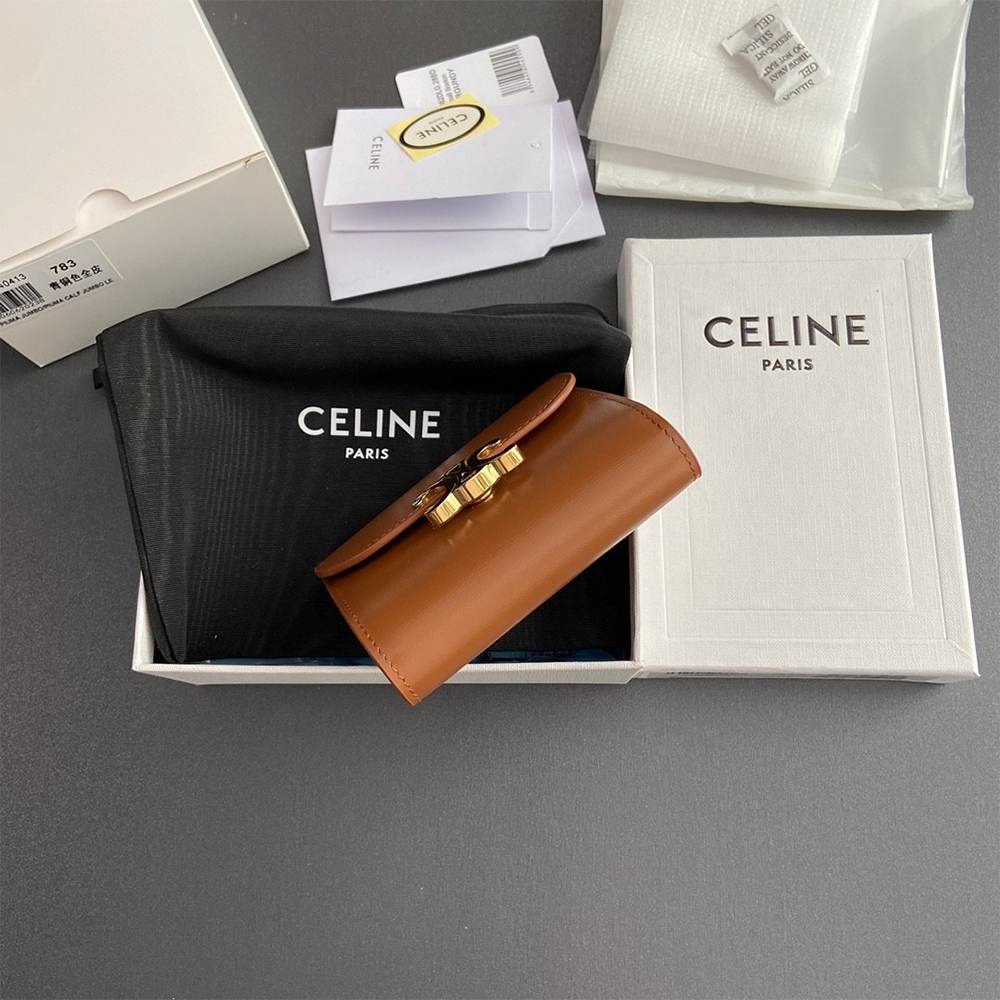 Ce1i*e Small Flap Wallet TRIOMPHE IN Shiny calfskin(HIGH-END GRADE)
