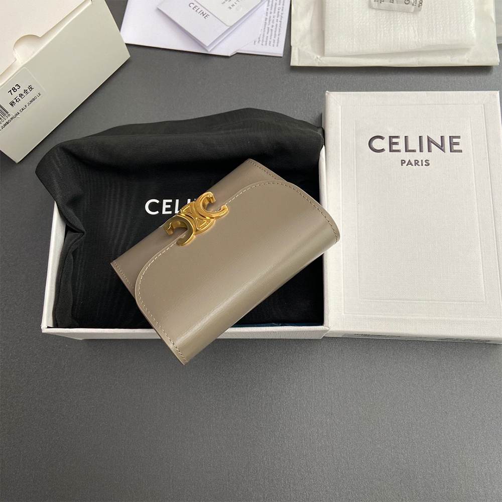 Ce1i*e Small Flap Wallet TRIOMPHE IN Shiny calfskin(HIGH-END GRADE)