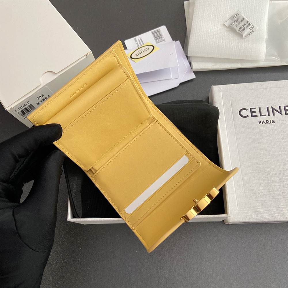 Ce1i*e Small Flap Wallet TRIOMPHE IN Shiny calfskin(HIGH-END GRADE)