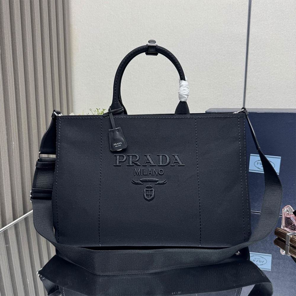 Pra*a Jardinière extra-large cotton canvas tote bag(HIGH-END GRADE)