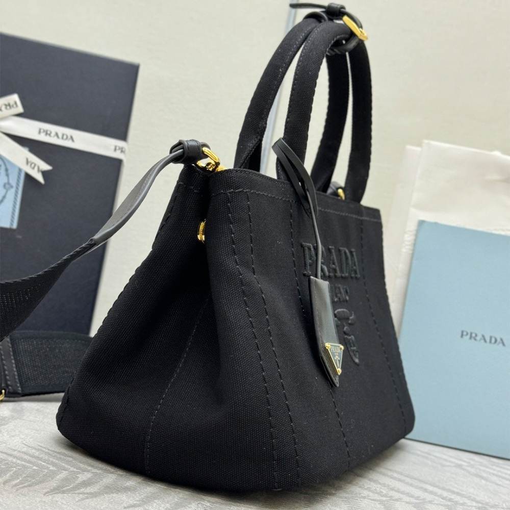 Pra*a Jardinière large cotton canvas handbag(HIGH-END GRADE)