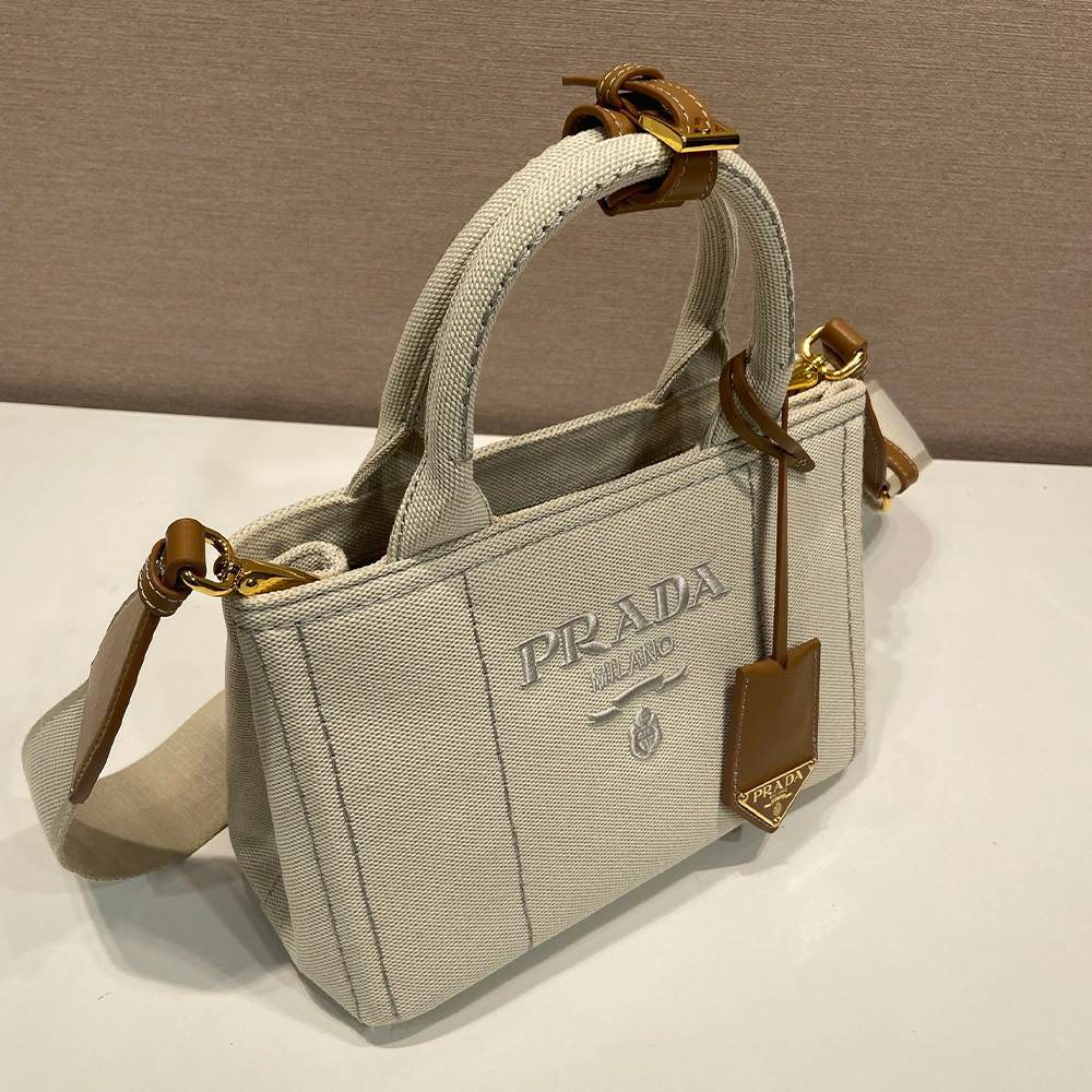 Pra*a Jardinière cotton canvas mini-bag(HIGH-END GRADE)