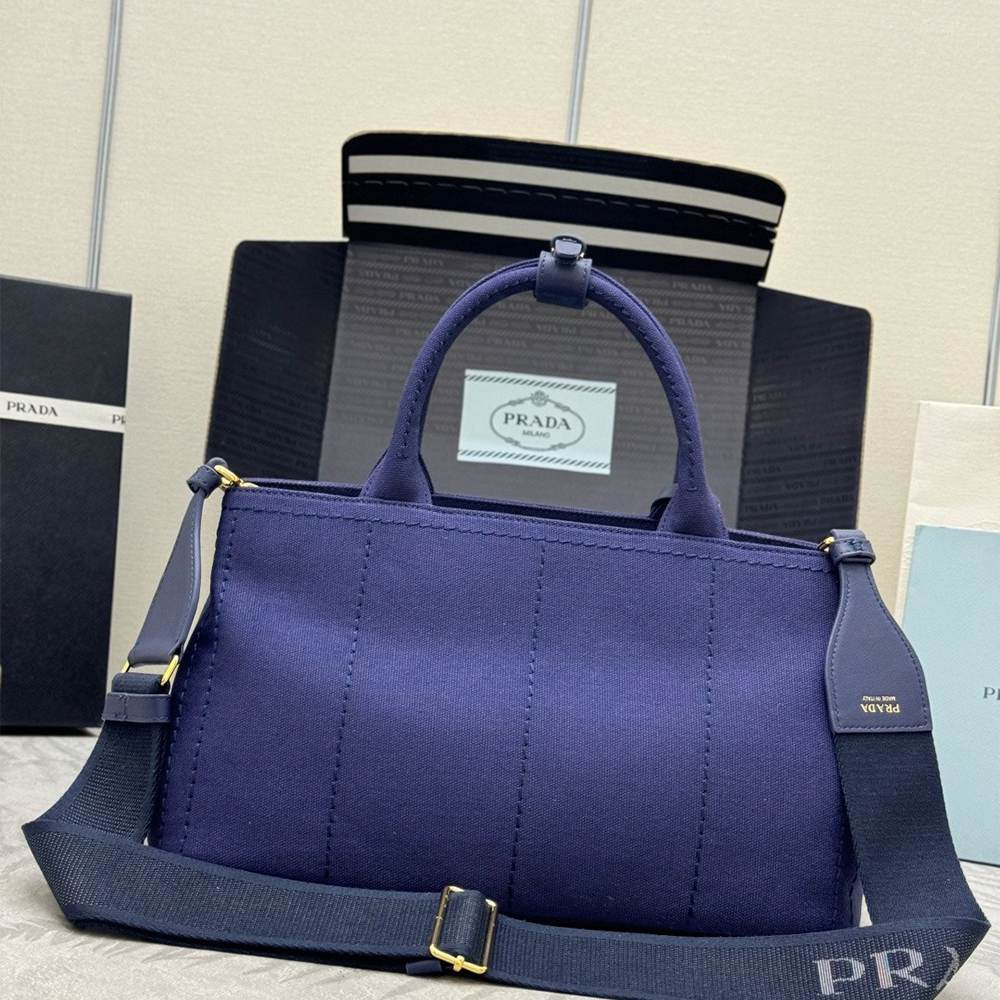 Pra*a Jardinière large cotton canvas handbag(HIGH-END GRADE)