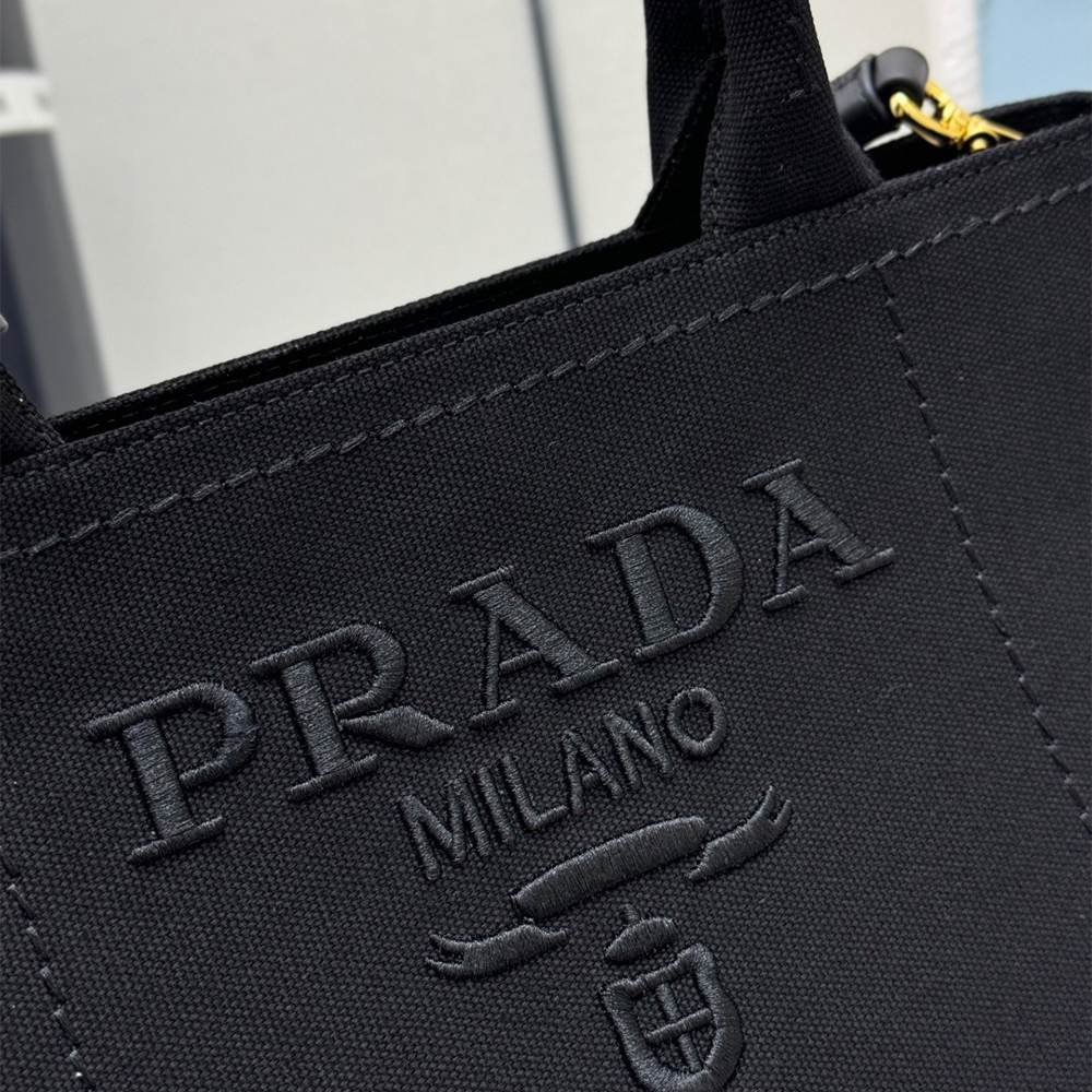 Pra*a Jardinière large cotton canvas handbag(HIGH-END GRADE)