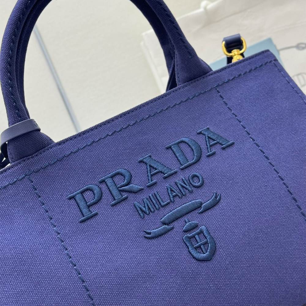 Pra*a Jardinière large cotton canvas handbag(HIGH-END GRADE)