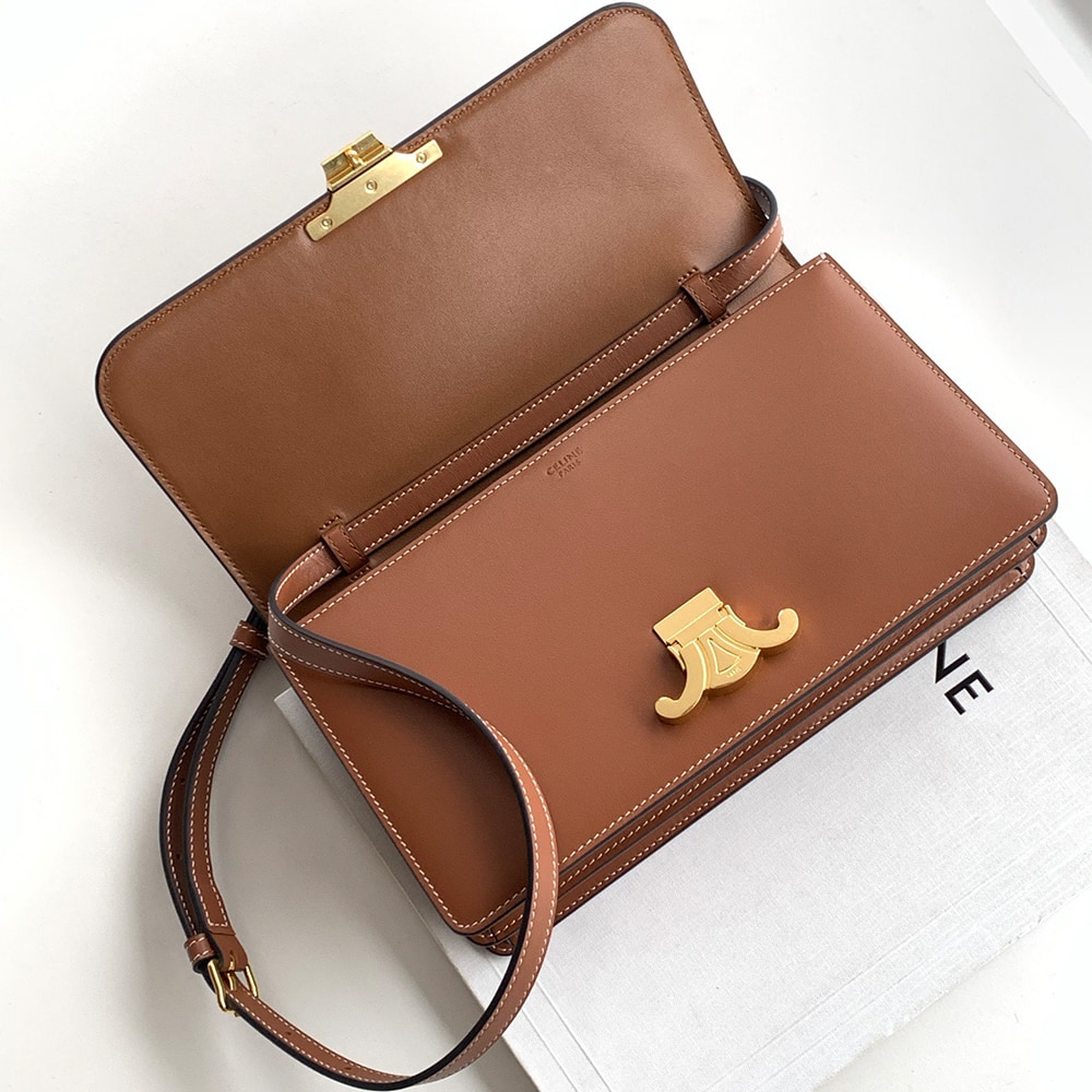 Ce1i*e MEDIUM TRIOMPHE FOLIO IN SHINY CALFSKIN(HIGH-END GRADE)