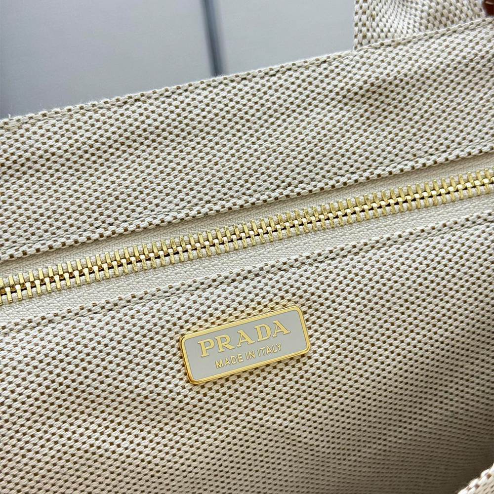 Pra*a Jardinière small cotton canvas handbag(HIGH-END GRADE)