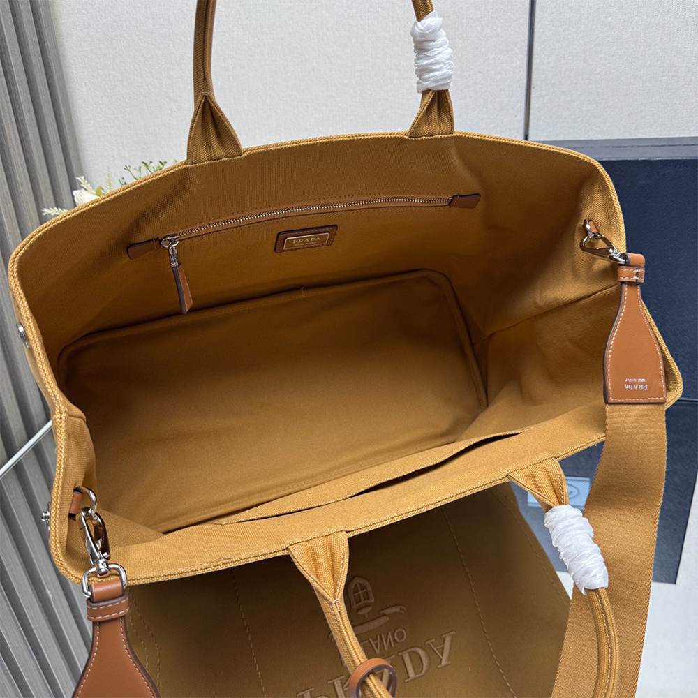 Pra*a Jardinière extra-large cotton canvas tote bag(HIGH-END GRADE)