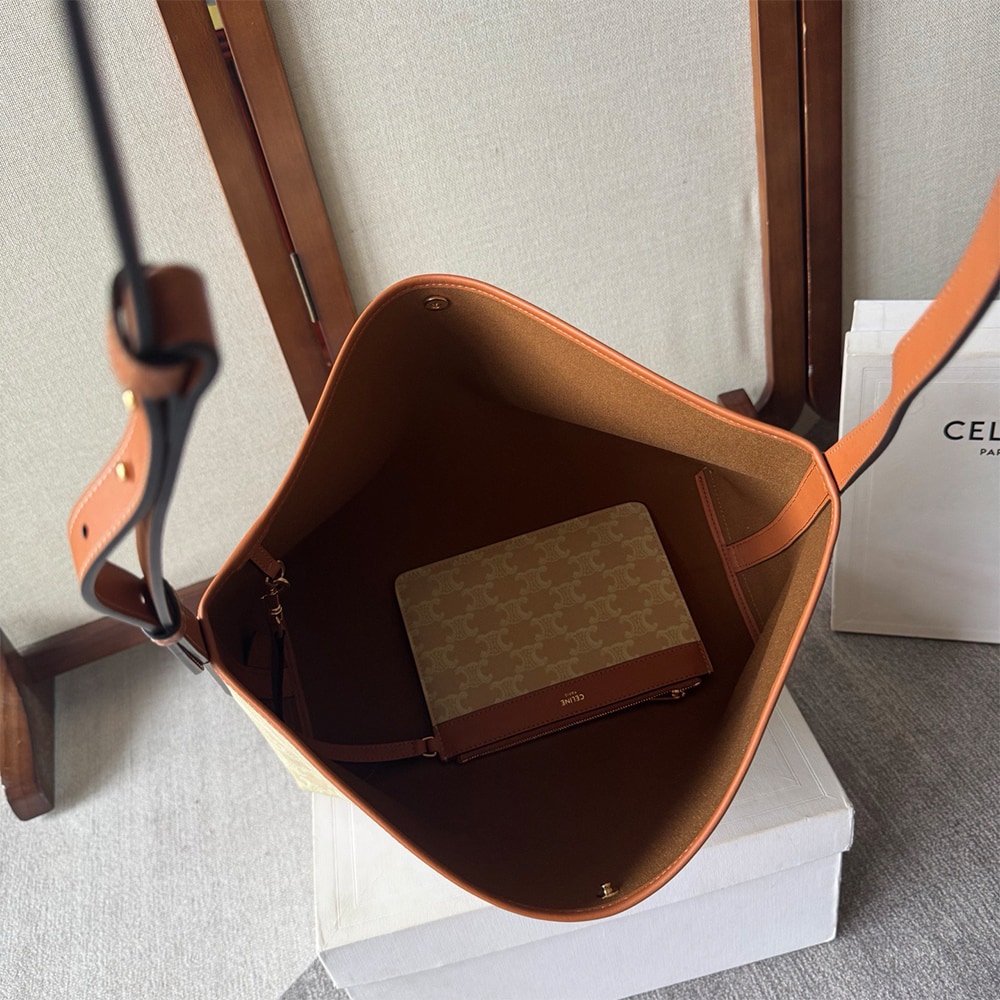 Ce1i*e SOFT SHOPPER BAG IN TRIOMPHE CANVAS AND CALFSKIN(HIGH-END GRADE)