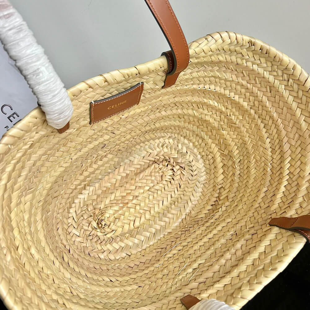 Ce1i*e MEDIUM Ce1i*e CLASSIC PANIER IN palm leaves and Calfskin(HIGH-END GRADE)
